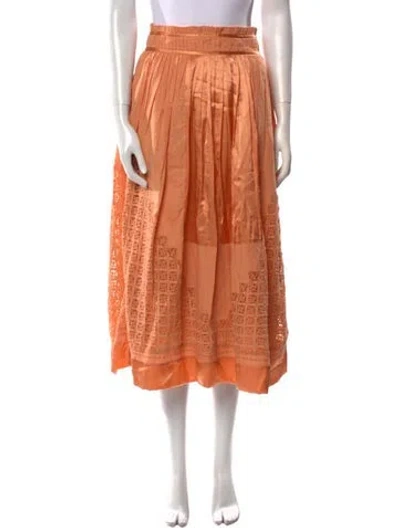 Pre-owned Ulla Johnson Linen Midi Length Skirt In Orange