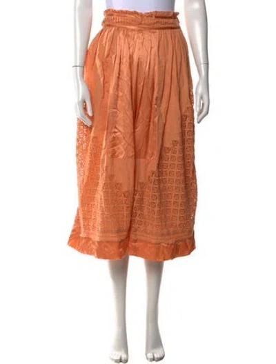 Pre-owned Ulla Johnson Linen Midi Length Skirt W/ Tags In Orange