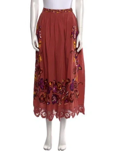 Pre-owned Ulla Johnson Linen Midi Length Skirt W/ Tags In Pink