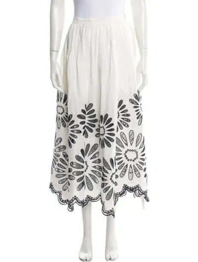Pre-owned Ulla Johnson Linen Midi Length Skirt W/ Tags In White