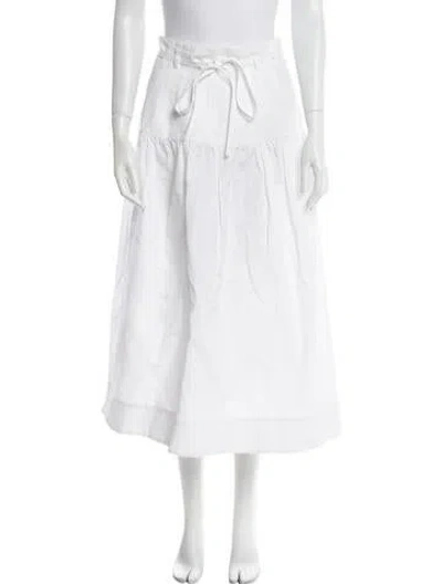 Pre-owned Ulla Johnson Linen Midi Length Skirt In White