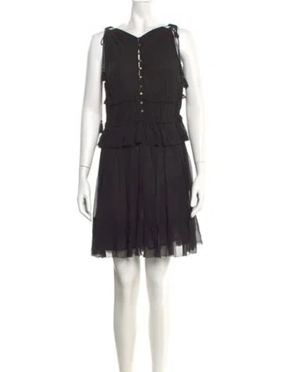Pre-owned Ulla Johnson Linen Mini Dress In Black