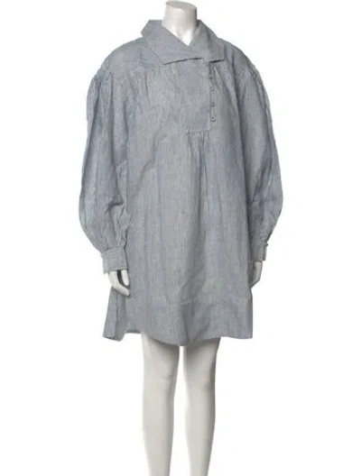 Pre-owned Ulla Johnson Linen Mini Dress In Blue