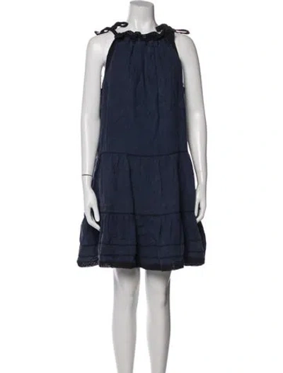 Pre-owned Ulla Johnson Linen Mini Dress In Blue
