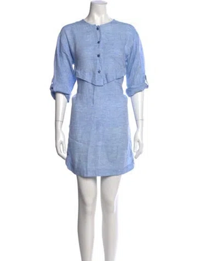 Pre-owned Ulla Johnson Linen Mini Dress In Blue