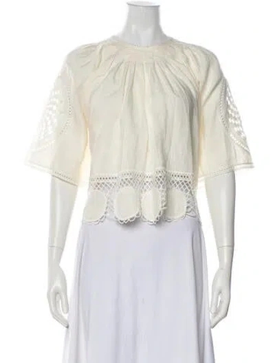 Pre-owned Ulla Johnson Linen Off-the-shoulder Blouse In Neutral