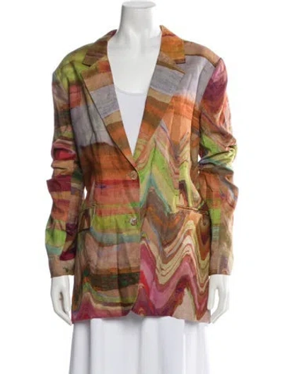 Pre-owned Ulla Johnson Linen Printed Blazer In Multicolor