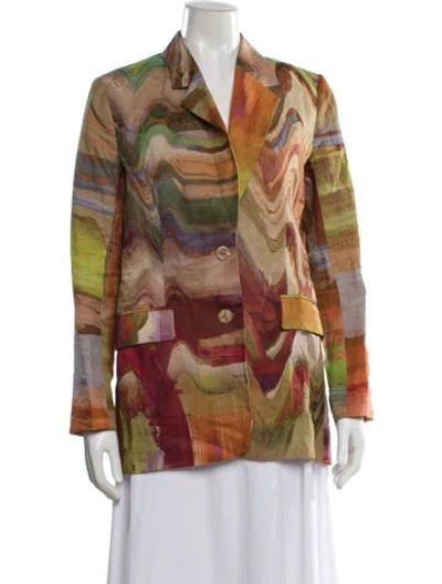 Pre-owned Ulla Johnson Linen Printed Blazer In Neutrals