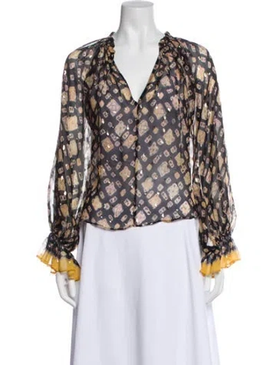 Pre-owned Ulla Johnson Linen Printed Blouse In Multi