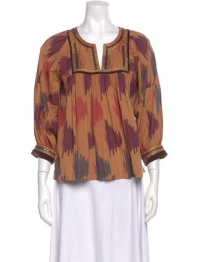 Pre-owned Ulla Johnson Linen Printed Blouse In Neutral