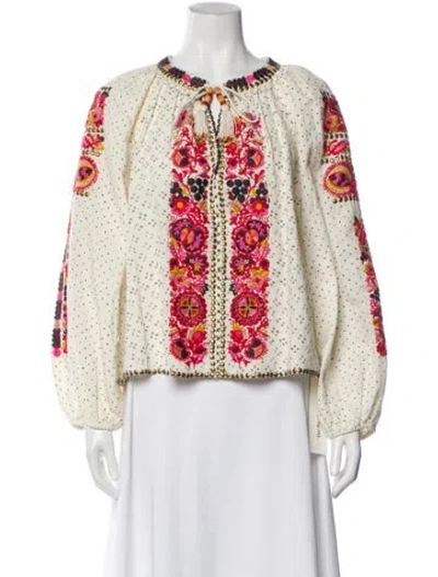 Pre-owned Ulla Johnson Linen Printed Blouse In Neutral