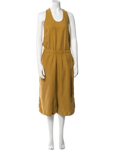 Pre-owned Ulla Johnson Linen Scoop Neck Jumpsuit In Yellow