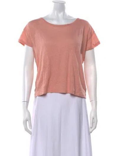 Pre-owned Ulla Johnson Linen Scoop Neck T-shirt In Orange