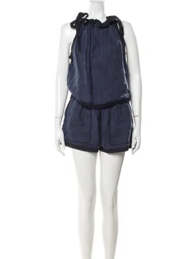 Pre-owned Ulla Johnson Linen Short Set In Blue