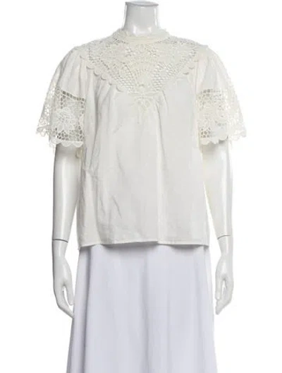 Pre-owned Ulla Johnson Linen Short Sleeve Blouse In Neutral