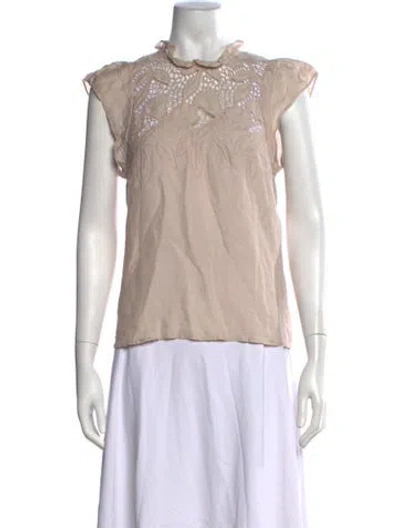 Pre-owned Ulla Johnson Linen Short Sleeve Blouse In Neutral