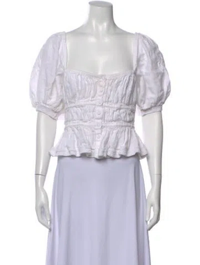 Pre-owned Ulla Johnson Linen Square Neckline Blouse In Neutral