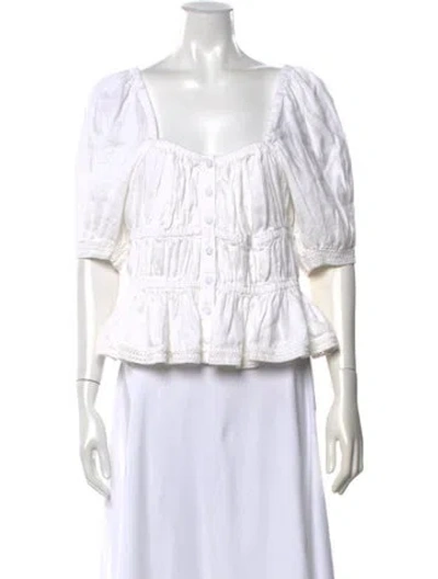 Pre-owned Ulla Johnson Linen Square Neckline Blouse In Neutrals
