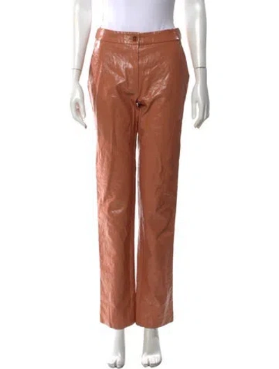 Pre-owned Ulla Johnson Linen Straight Leg Pants W/ Tags In Orange