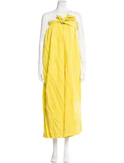 Pre-owned Ulla Johnson Linen Strapless Jumpsuit In Yellow