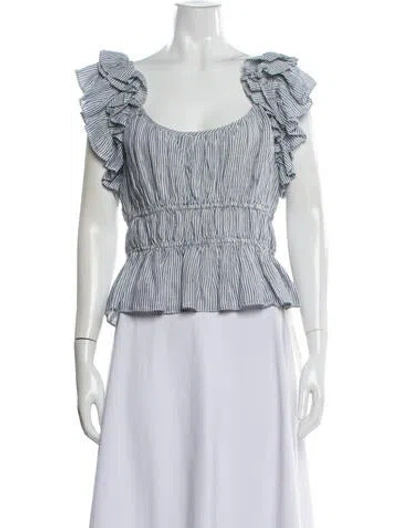 Pre-owned Ulla Johnson Linen Striped Blouse In Multi