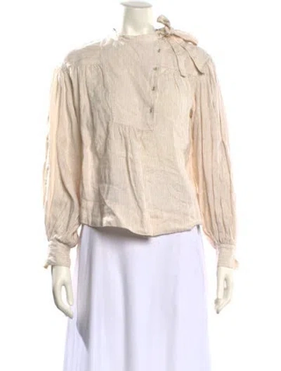 Pre-owned Ulla Johnson Linen Striped Blouse In Neutral