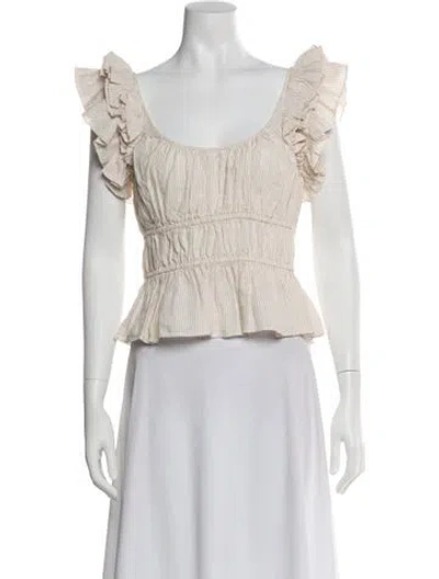 Pre-owned Ulla Johnson Linen Striped Blouse In Neutral
