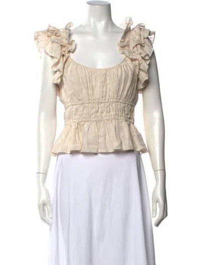Pre-owned Ulla Johnson Linen Striped Blouse In Neutral