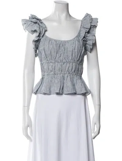 Pre-owned Ulla Johnson Linen Striped Top In Blue