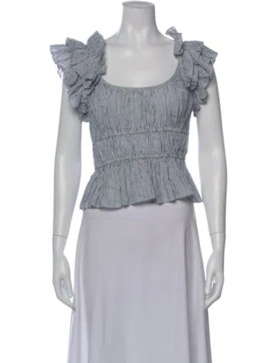 Pre-owned Ulla Johnson Linen Striped Top In Blue