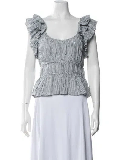 Pre-owned Ulla Johnson Linen Striped Top In Blue