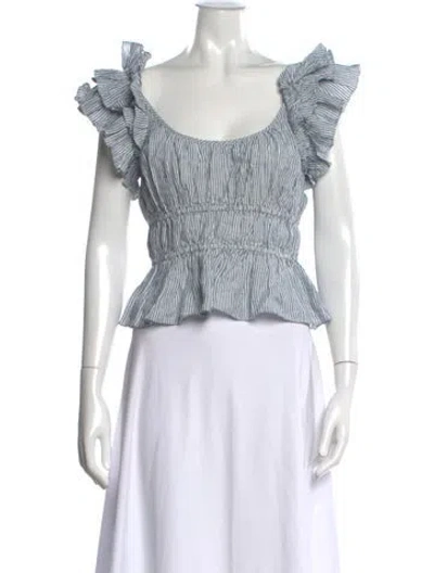 Pre-owned Ulla Johnson Linen Striped Top In Blue