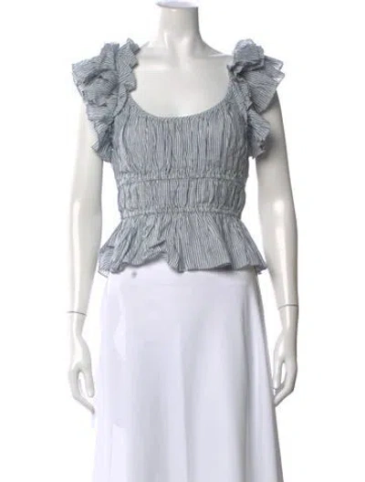 Pre-owned Ulla Johnson Linen Striped Top In Blue