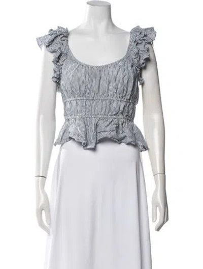 Pre-owned Ulla Johnson Linen Striped Top In Blue