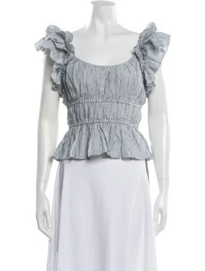 Pre-owned Ulla Johnson Linen Striped Top In Blue