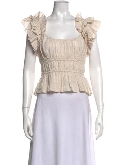 Pre-owned Ulla Johnson Linen Striped Top In Neutral