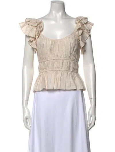 Pre-owned Ulla Johnson Linen Striped Top In Neutral
