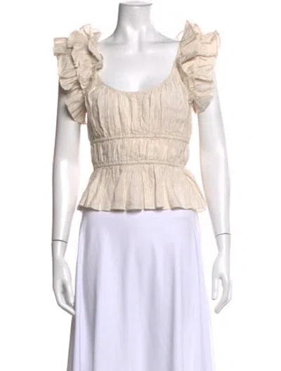 Pre-owned Ulla Johnson Linen Striped Top In Neutral