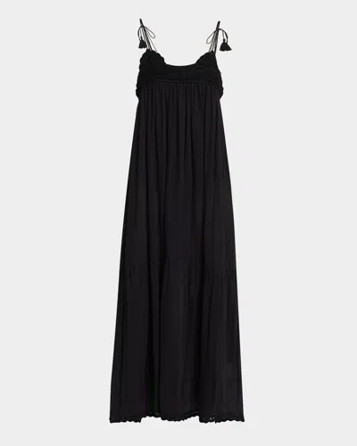 Ulla Johnson Linnea Crochet-trim Midi Sun Dress Coverup In Black
