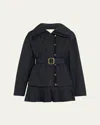 Ulla Johnson Lison Belted Jacket With Pleated Hem In Blue