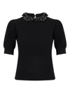 Ulla Johnson Liv Embroidered Knit Top In Black