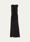 Ulla Johnson Livia Sleeveless Ruched Floral Maxi Dress In Noir