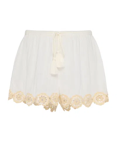 Ulla Johnson Liya Coverup Short With Crochet Detail In Milky White