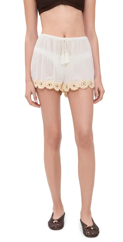 Ulla Johnson Liya Crochet-trimmed Cotton Shorts In White