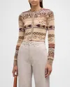 Ulla Johnson Liza Cropped Mixed-pattern Cardigan In Valerian