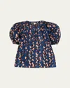 Ulla Johnson Loli Short Sleeve Blouse Mirage In Blue