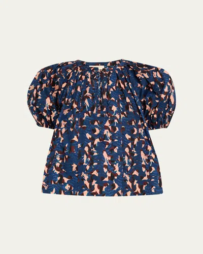 Ulla Johnson Loli Short-sleeve Blouse In Gray