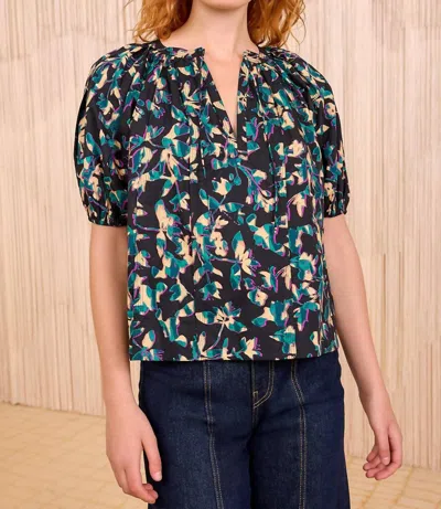 ULLA JOHNSON LOLI SHORT SLEEVE BLOUSE IN KALEIDOSCOPE