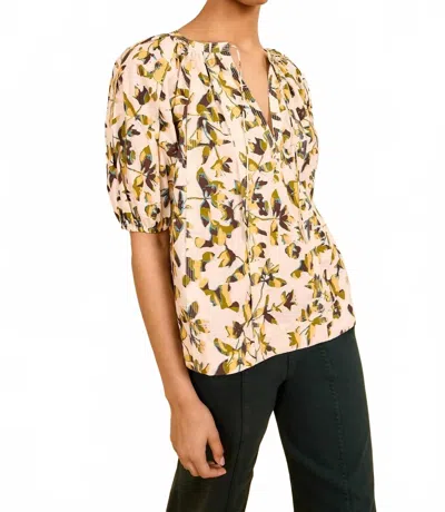 ULLA JOHNSON LOLI SHORT SLEEVE BLOUSE IN LUCENT
