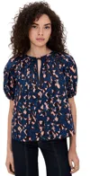 Ulla Johnson Loli Short Sleeve Blouse Mirage In Blue